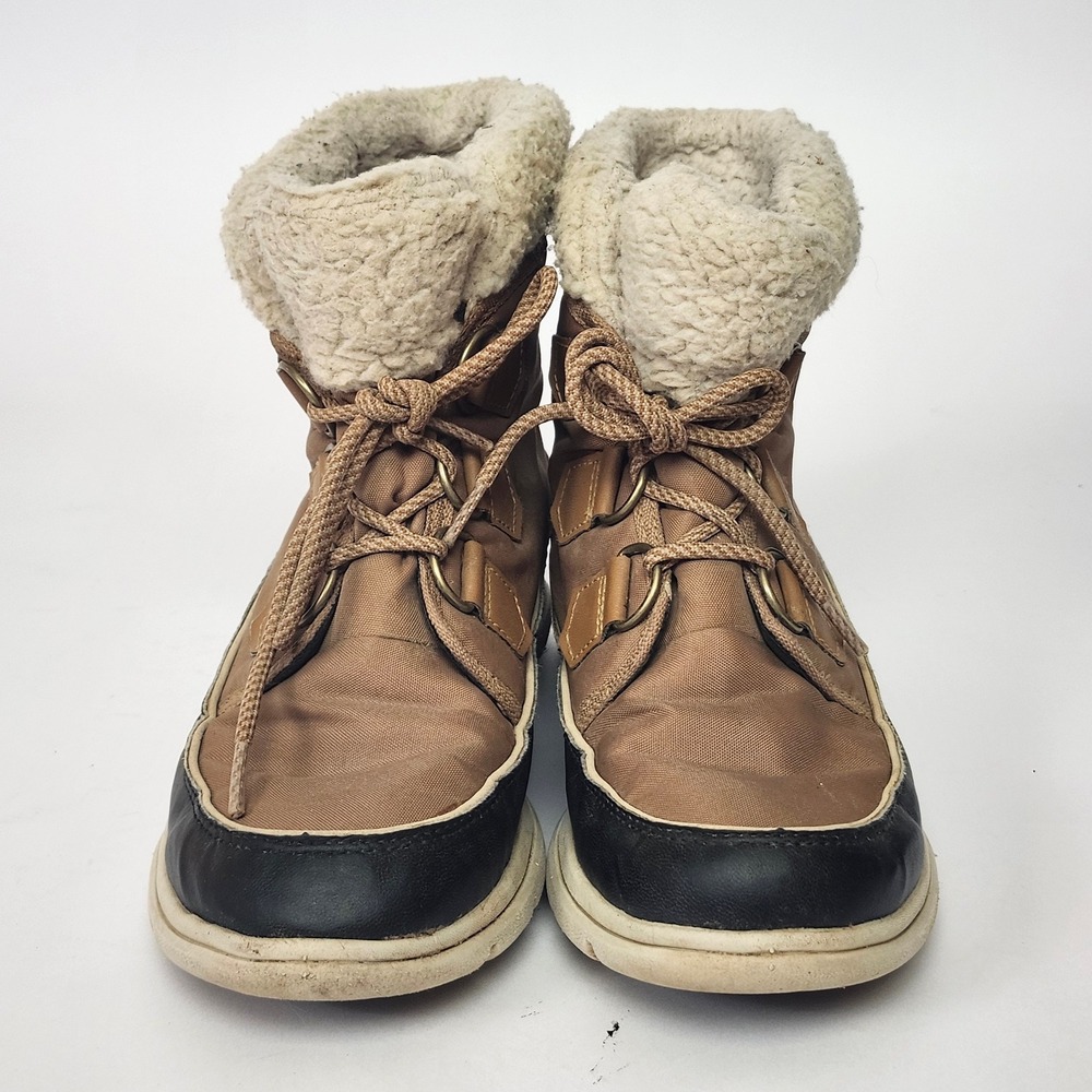 Sorel Explorer Carnival Waterproof Winter Boots Sherpa Tan Womens Size 8.5 - Picture 2 of 10